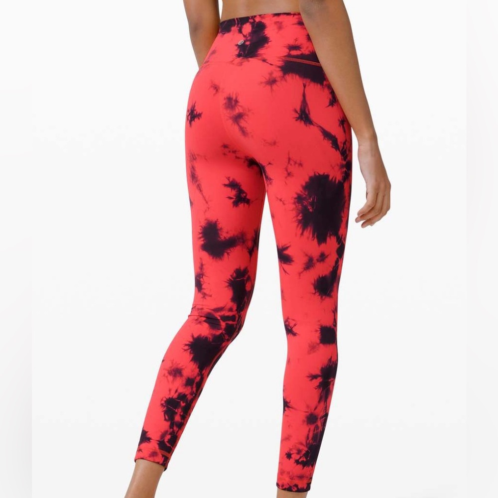 Lululemon Wunder Train high-rise red and black tie dye leggings size 6